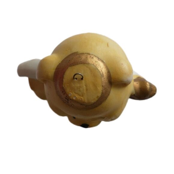 Vintage Ceramic Teddy Bear Ornament Handpainted 1980s Guardian Angel Wings - Picture 12 of 16